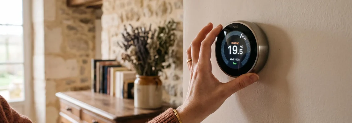 Citerne de gaz propane installée dans le jardin d'une maison individuelle française, avec équipements techniques et raccordements visibles